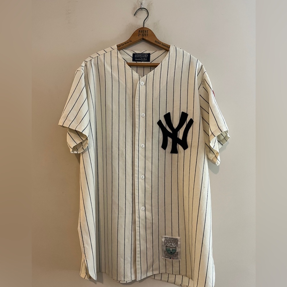vintage land's end x mitchell and ness wool blend mickey mantle jersey ⚾️ 🔥